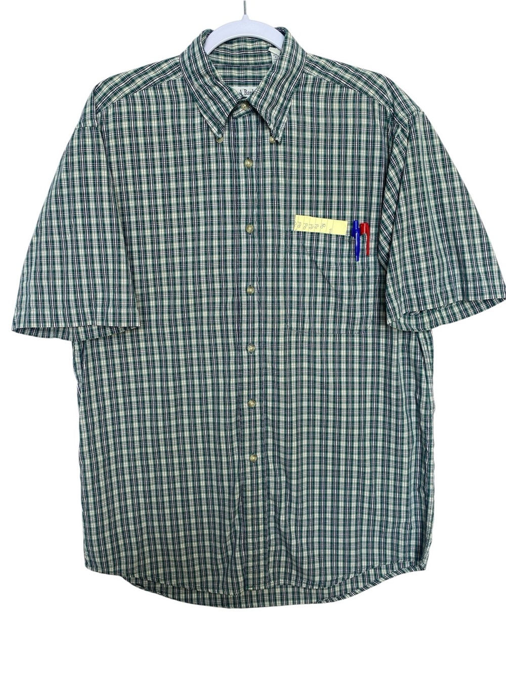 Jos.A. Bank sportswear men’s plaid green cotton button down shirt size medium